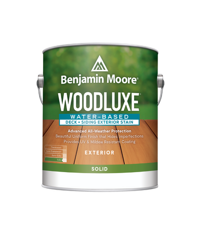 Benjamin Moore Woodluxe® Water-Based Solid Exterior Stain available to shop at Wallauers.