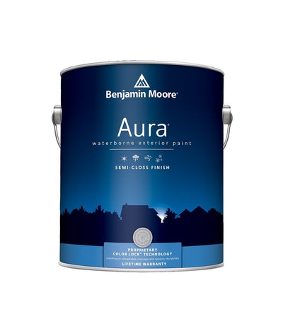 Benjamin Moore Aura Exterior Semi-Gloss Paint available at Wallauer Paint & Design.