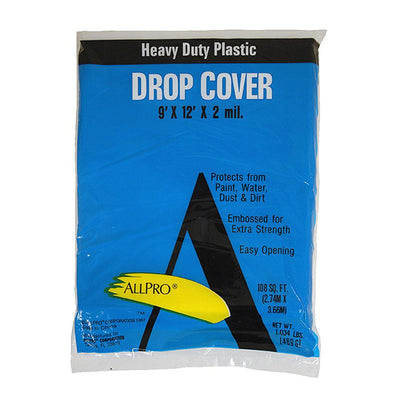 Allpro 9x12 2 mil plastic drop cloths, available at Wallauer's in NY.