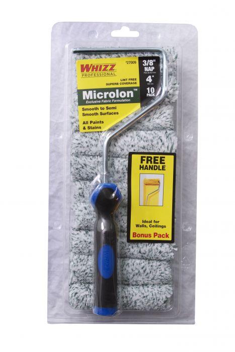 Whizz 4" x 3/8" Nap Microlon Rollers, 10 Pack, with Frame, available at Wallauer Paint Centers in Westchester, Putnam, and Rockland Counties in New York.